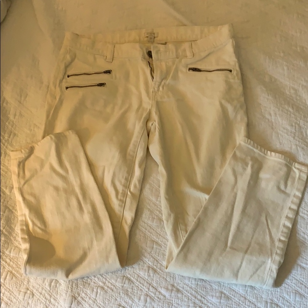 J. Crew cream skinny ankle jeans